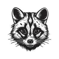 civet, vintage logo line art concept black and white color, hand drawn illustration vector