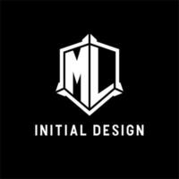 ML logo initial with shield shape design style vector