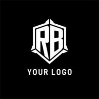 RB logo initial with shield shape design style vector