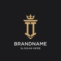 II monogram with medieval style, luxury and elegant initial logo design vector