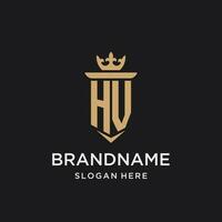 HV monogram with medieval style, luxury and elegant initial logo design vector