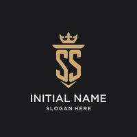 SS monogram with medieval style, luxury and elegant initial logo design vector