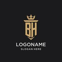 BH monogram with medieval style, luxury and elegant initial logo design vector