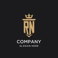 RN monogram with medieval style, luxury and elegant initial logo design vector