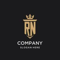 RN monogram with medieval style, luxury and elegant initial logo design vector