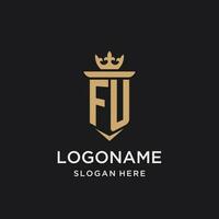 FU monogram with medieval style, luxury and elegant initial logo design vector