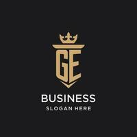 GE monogram with medieval style, luxury and elegant initial logo design vector