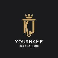 KJ monogram with medieval style, luxury and elegant initial logo design vector