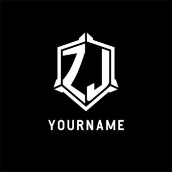 ZJ logo initial with shield shape design style vector
