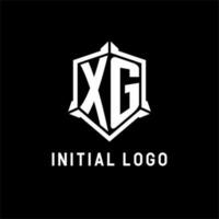 XG logo initial with shield shape design style vector