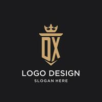 dx monograma con medieval estilo, lujo y elegante inicial logo diseño vector