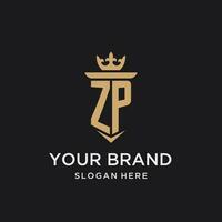 ZP monogram with medieval style, luxury and elegant initial logo design vector