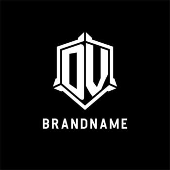 DV logo initial with shield shape design style vector