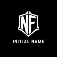 NF logo initial with shield shape design style vector