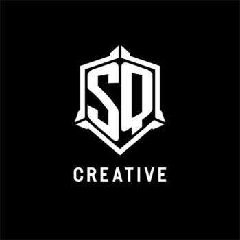 SQ logo initial with shield shape design style vector
