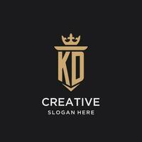 KD monogram with medieval style, luxury and elegant initial logo design vector