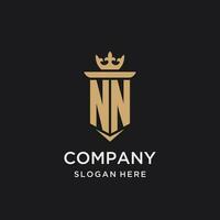 NN monogram with medieval style, luxury and elegant initial logo design vector