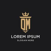 OM monogram with medieval style, luxury and elegant initial logo design vector