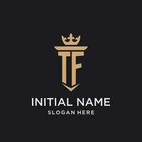 TF monogram with medieval style, luxury and elegant initial logo design vector