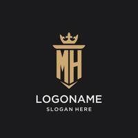 MH monogram with medieval style, luxury and elegant initial logo design vector