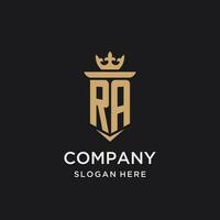 RA monogram with medieval style, luxury and elegant initial logo design vector