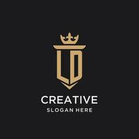 LD monogram with medieval style, luxury and elegant initial logo design vector