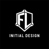 FL logo initial with shield shape design style vector
