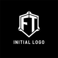 FT logo initial with shield shape design style vector