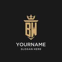 BW monogram with medieval style, luxury and elegant initial logo design vector