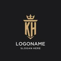 KH monogram with medieval style, luxury and elegant initial logo design vector