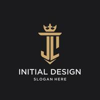 JL monogram with medieval style, luxury and elegant initial logo design vector