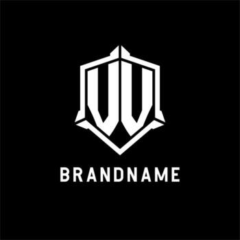 VV logo initial with shield shape design style vector