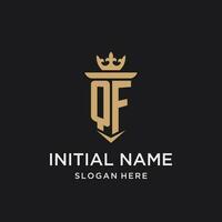 QF monogram with medieval style, luxury and elegant initial logo design vector