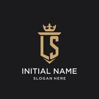LS monogram with medieval style, luxury and elegant initial logo design vector