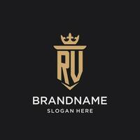 RV monogram with medieval style, luxury and elegant initial logo design vector