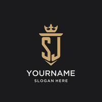 SJ monogram with medieval style, luxury and elegant initial logo design vector