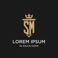 SM monogram with medieval style, luxury and elegant initial logo design vector