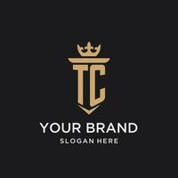 TC monogram with medieval style, luxury and elegant initial logo design vector