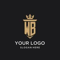wb monograma con medieval estilo, lujo y elegante inicial logo diseño vector