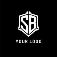 sb logo inicial con proteger forma diseño estilo vector