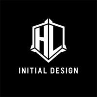 HL logo initial with shield shape design style vector