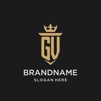 GV monogram with medieval style, luxury and elegant initial logo design vector