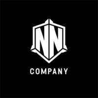 NN logo initial with shield shape design style vector
