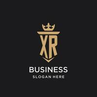 XR monogram with medieval style, luxury and elegant initial logo design vector