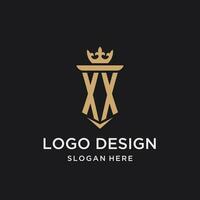 XX monogram with medieval style, luxury and elegant initial logo design vector