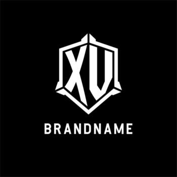 XV logo initial with shield shape design style vector