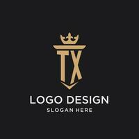 tx monograma con medieval estilo, lujo y elegante inicial logo diseño vector