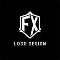 fx logo inicial con proteger forma diseño estilo vector