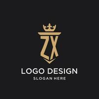 zx monograma con medieval estilo, lujo y elegante inicial logo diseño vector