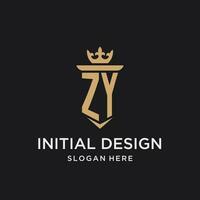 zy monograma con medieval estilo, lujo y elegante inicial logo diseño vector